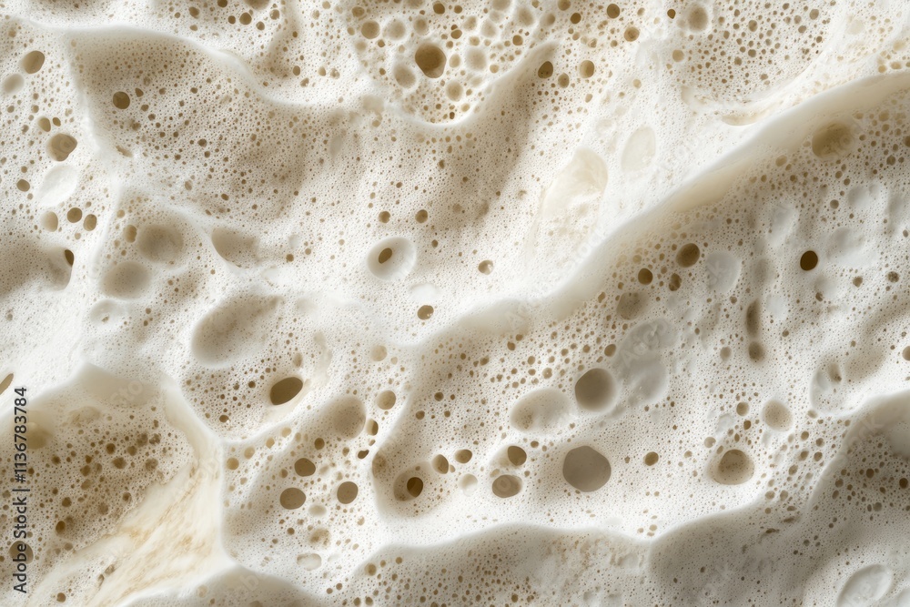 Frothy sea foam texture with intricate patterns and bubbles collected on the shoreline during a sunny day Frothy sea foam texture with intricate patterns and bubbles collected on the shoreline during a sunny day