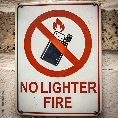 A no lighter sign board indicates that the use of lighters is prohibited