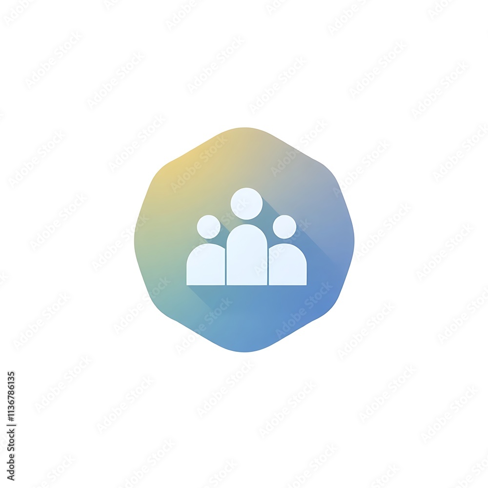 Teamwork Icon: Gradient Circle with People Silhouette Teamwork Icon: Gradient Circle with People Silhouette