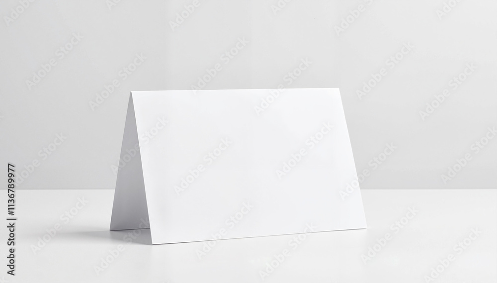 Blank foldable card on a clean white background Blank foldable card on a clean white background