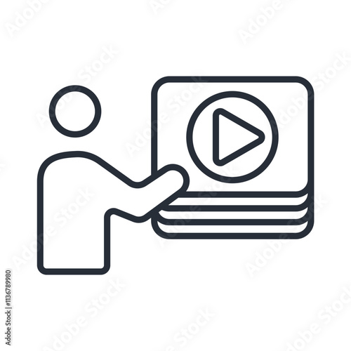 video on demand icon. vector.Editable stroke.linear style sign for use web design,logo.Symbol illustration.