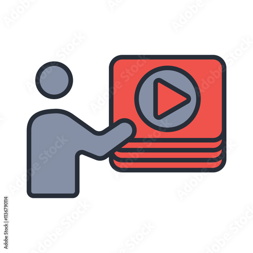 video on demand icon. vector.Editable stroke.linear style sign for use web design,logo.Symbol illustration.