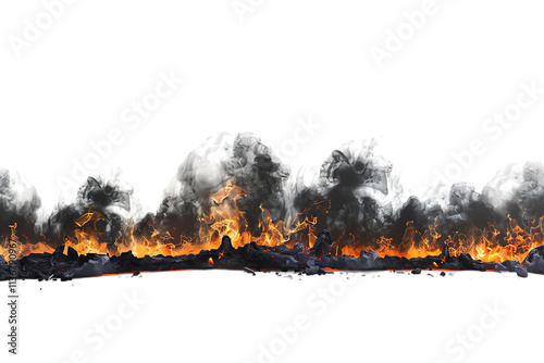 A Vibrant Fire Horizon Effect, Isolated on a Transparent Background, Perfect for Dramatic or Fiery-Themed Designs