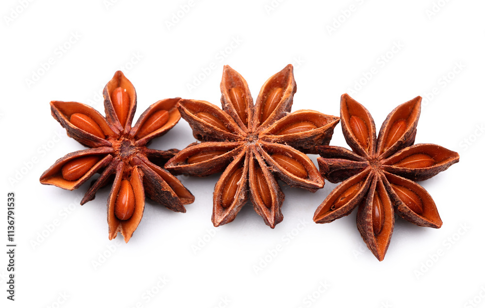 Star anise spice isolated on white background Star anise spice isolated on white background