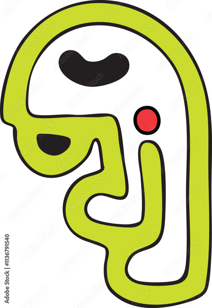 doodle verde. e punto rosso ricorda una figura antropomorfa doodle verde. e punto rosso ricorda una figura antropomorfa