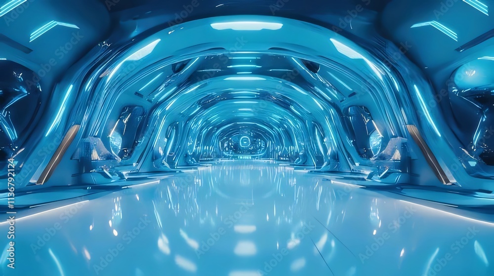 Sci-fi corridor, bright blue. Sci-fi corridor, bright blue.