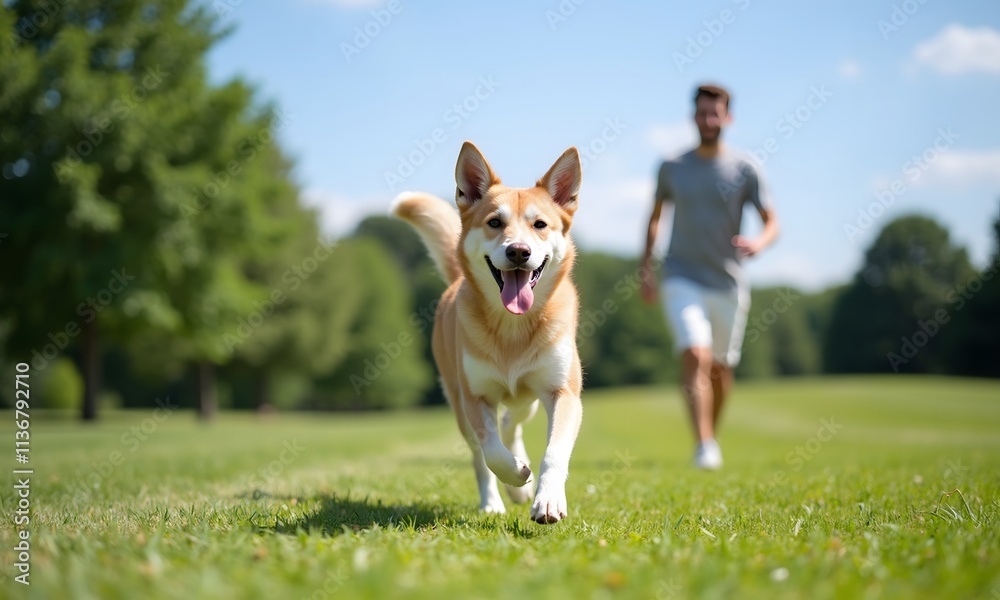 Joyful Dog Run: A Happy Canine Companion in a Sunny Park Joyful Dog Run: A Happy Canine Companion in a Sunny Park