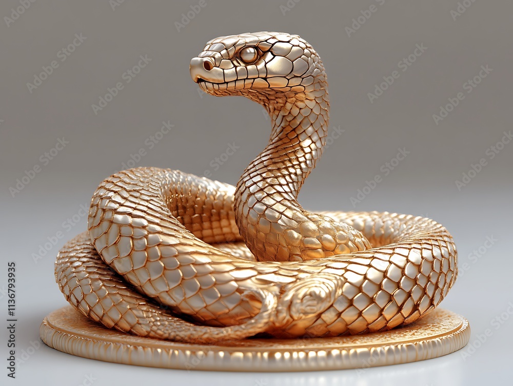 Fototapeta premium A Gold Snake Statue on a White Surface