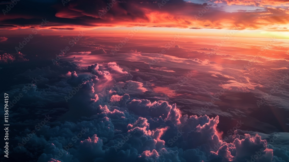 Breathtaking Aerial View of Sunset Cloudscape Over the Horizon Breathtaking Aerial View of Sunset Cloudscape Over the Horizon