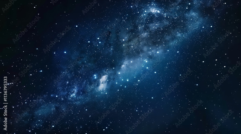 Naklejka premium A Stunning View of the Night Sky, Filled with Sparkling Stars and a Milky Way Galaxy