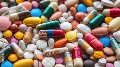 Assortment of Colorful Pharmaceutical Pills and Capsules