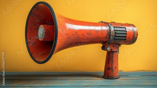 Vintage Orange Megaphone for Effective Public Announcements photo