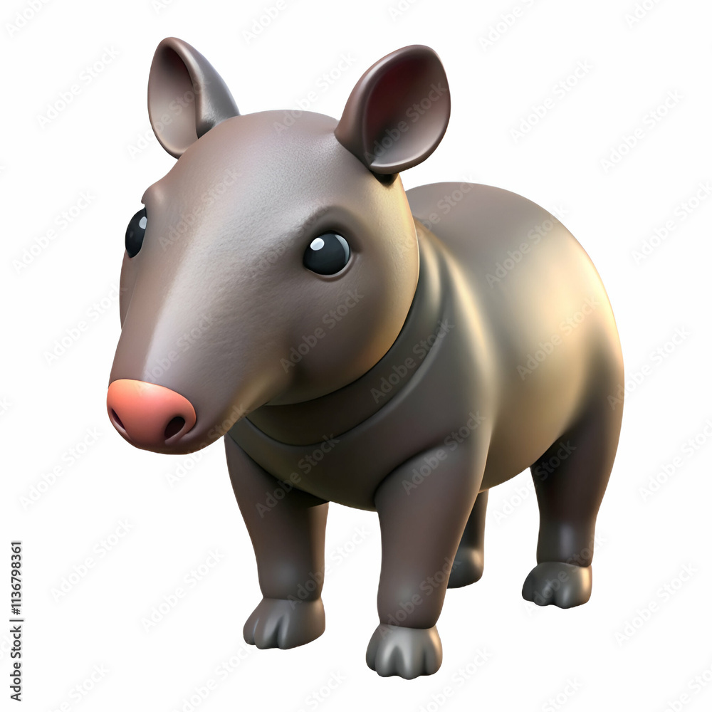 Fototapeta premium A cute, cartoonish representation of a small, rounded animal with large eyes, resembling a wombat or a similar creature.