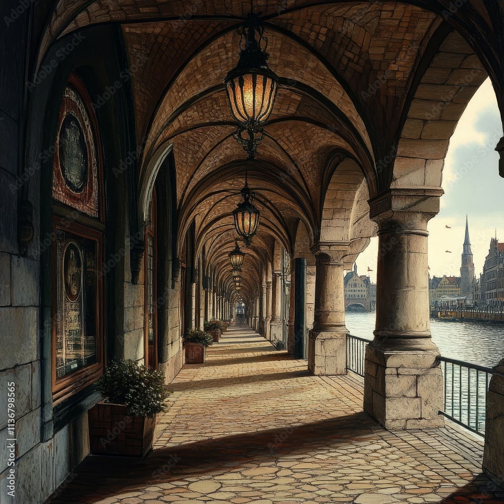 Fototapeta premium Arcade near Alster, Hamburg