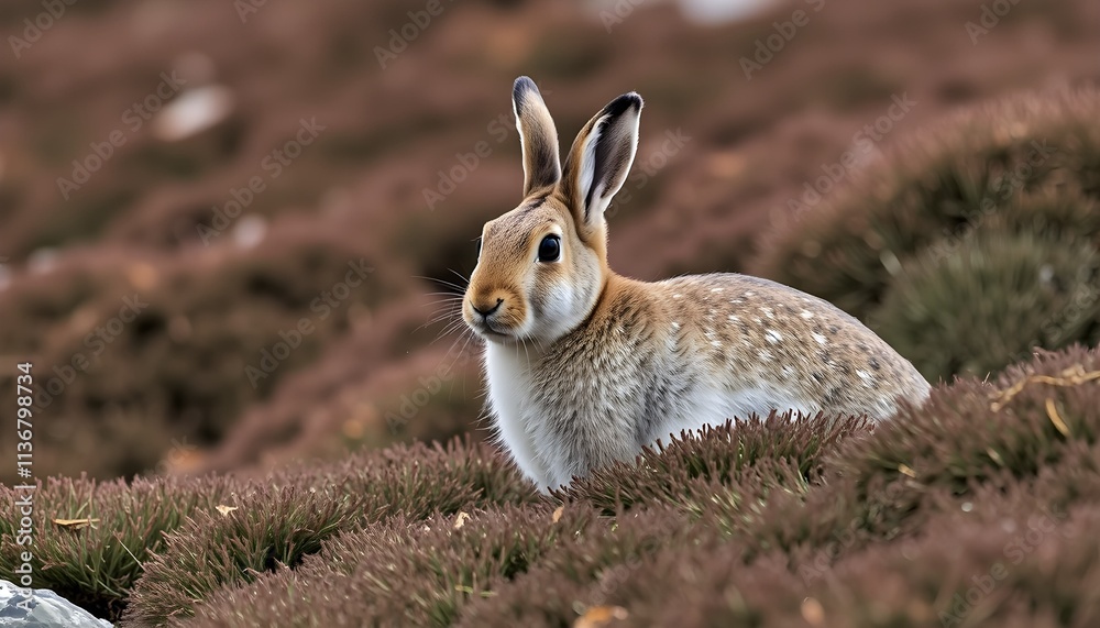 Fototapeta premium A view of a Hare in the Heather