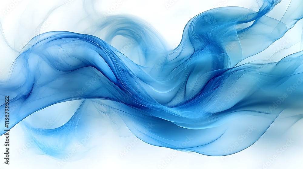 Abstract Blue Waves Flowing Gently Across White Background Abstract Blue Waves Flowing Gently Across White Background