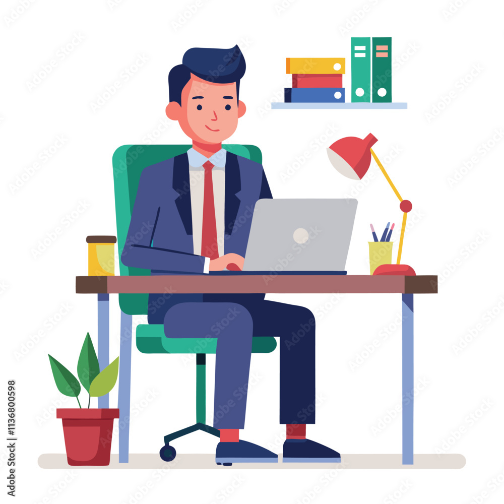 A business man is working in office with laptop A business man is working in office with laptop