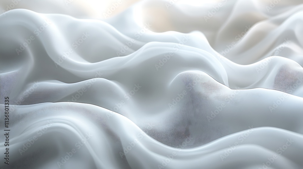Obraz premium Abstract Draped White Fabric Soft Waves Texture
