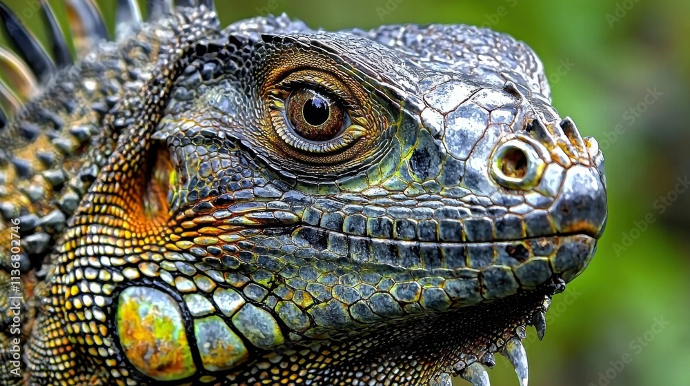 A stunning close-up of a colorful lizard showcasing intricate textures and vibrant patterns in its skin. A stunning close-up of a colorful lizard showcasing intricate textures and vibrant patterns in its skin.