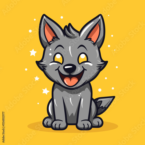 Wolf - cute children's book illustration	