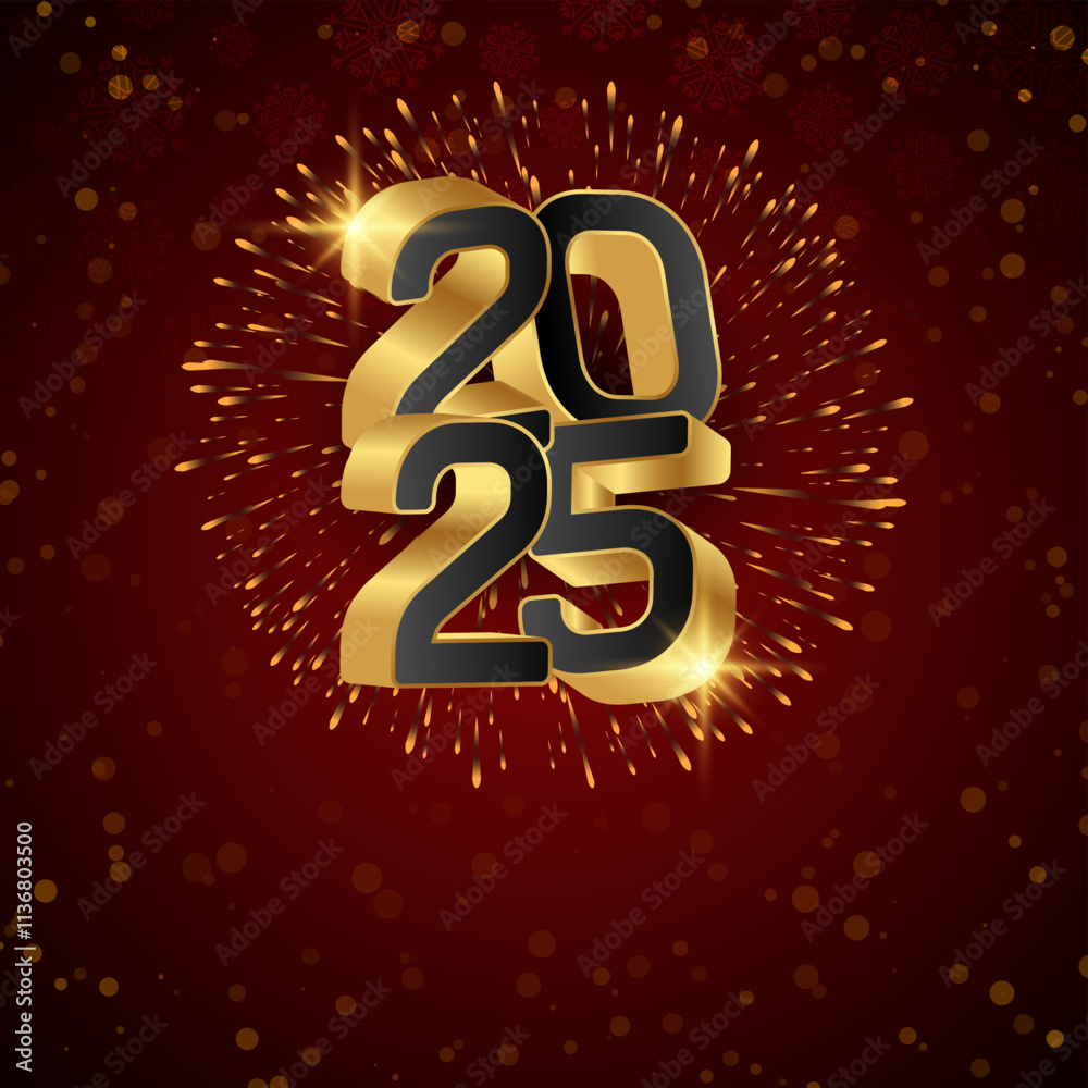 Decorative Happy new year 2025 greeting card with golden text Decorative Happy new year 2025 greeting card with golden text
