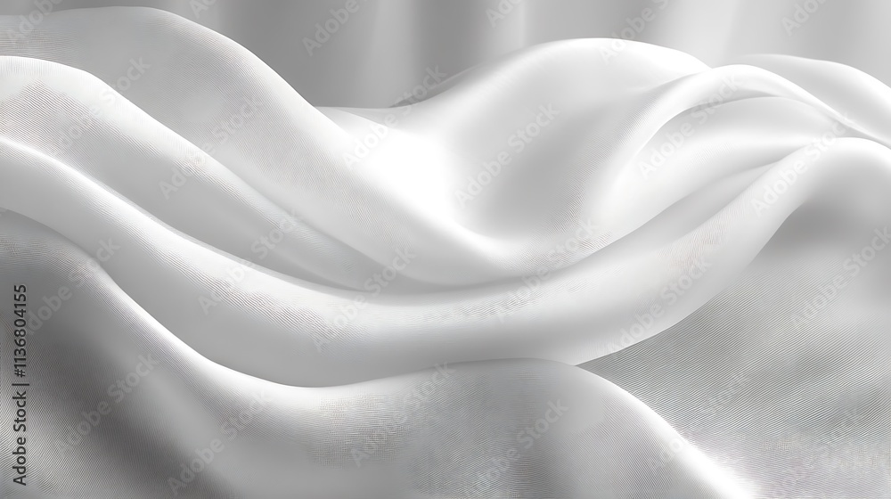 Obraz premium Abstract Draped White Fabric Showing Soft Waves