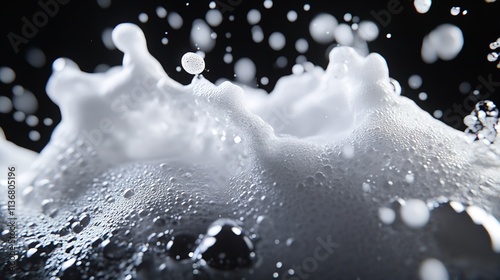 Milk foam splash isolated on a black background with a clipping path, 3D rendering

 photo