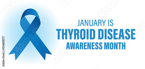 Thyroid Disease awareness month is every year in January. Banner, Holiday, poster, card and background design Template.