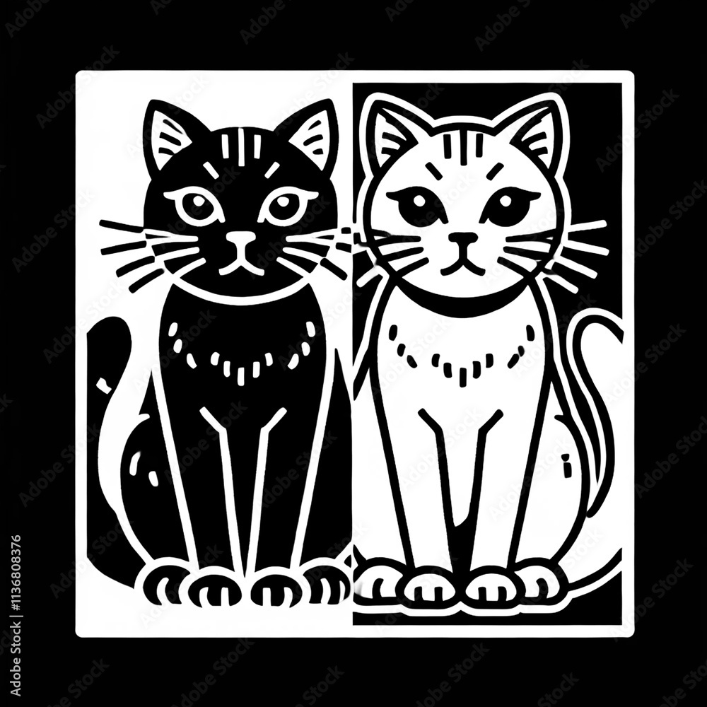 Obraz premium black and white cats