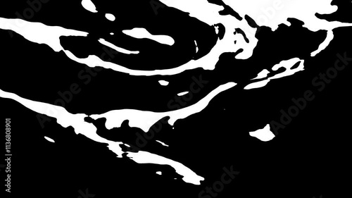Collection of Abstract animation transition liquid water flow spreading with smooth black white, overlays for video editing and creative projects.