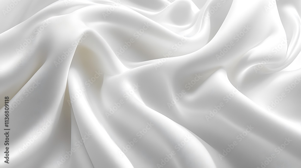 Smooth White Fabric Draped in Soft Waves Smooth White Fabric Draped in Soft Waves