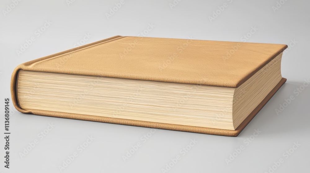 A blank beige hardcover book with texture on a clean white background, perfect for creativity, design, education or publishing projects seeking neutral tones. A blank beige hardcover book with texture on a clean white background, perfect for creativity, design, education or publishing projects seeking neutral tones.
