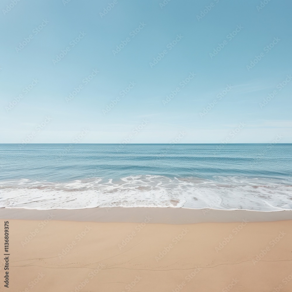 A serene beach scene featuring soft golden sand and gentle waves under a clear blue sky. A serene beach scene featuring soft golden sand and gentle waves under a clear blue sky.