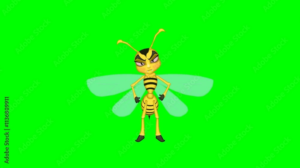 2d animated cartoon character of A looping animation of an angry bee, its orange and yellow body glowing, wings moving at lightning speed, producing a sharp buzzing sound as it readies 2d animated cartoon character of A looping animation of an angry bee, its orange and yellow body glowing, wings moving at lightning speed, producing a sharp buzzing sound as it readies