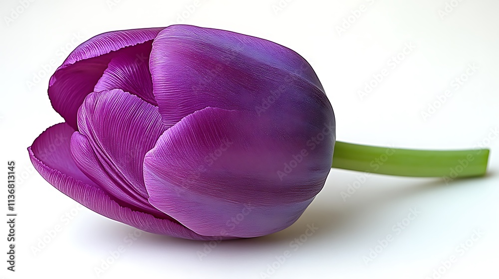 Single Purple Tulip Isolated on White Background Single Purple Tulip Isolated on White Background
