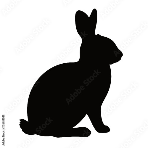 Silhouette of a rabbit on a white background, animal symbolism