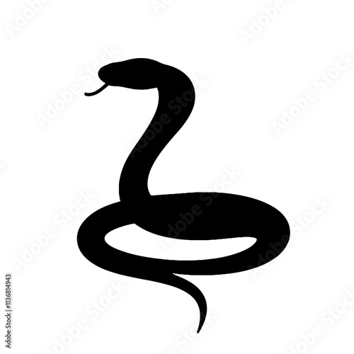 Elegant snake silhouette on white background, symbolism of transformation