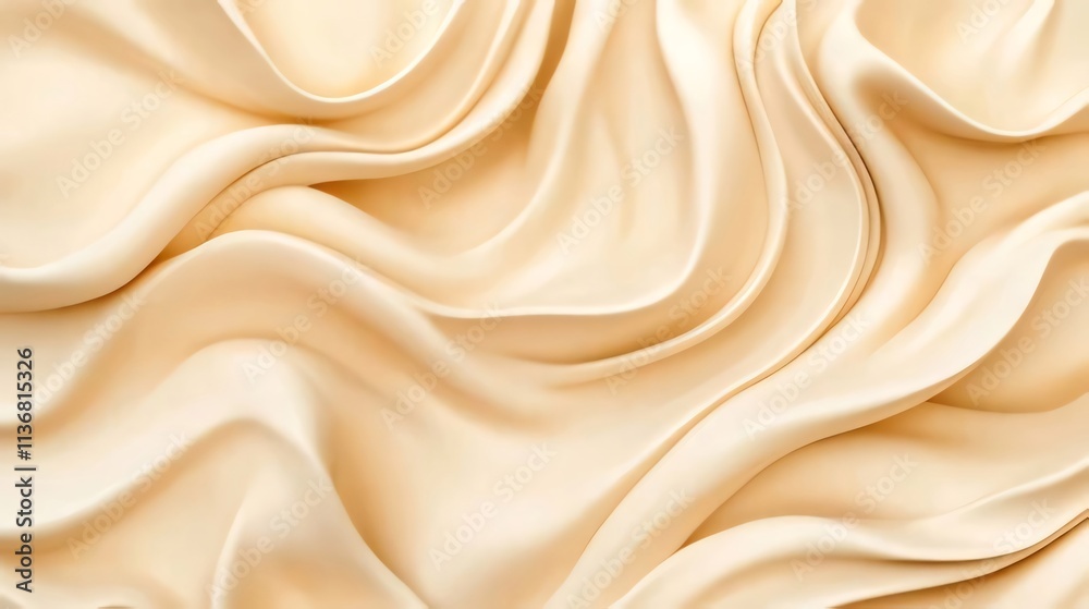Creamy silk fabric texture with flowing, soft waves. Creamy silk fabric texture with flowing, soft waves.