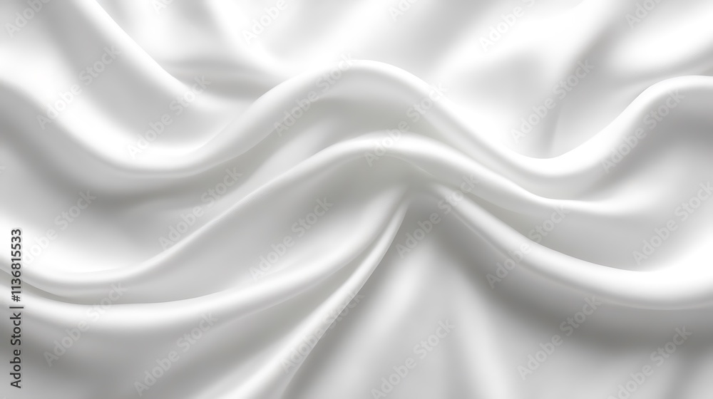 Fototapeta premium White Silk Fabric Draped Softly Elegant Texture