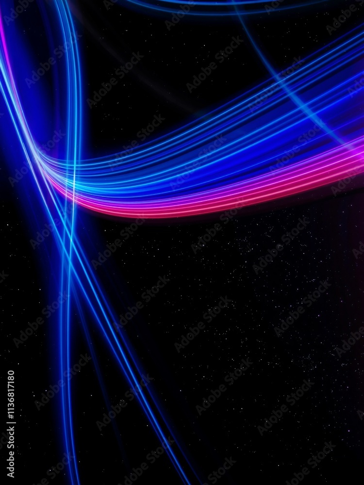 Fototapeta premium Vibrant Neon Light Waves on a Dark Background