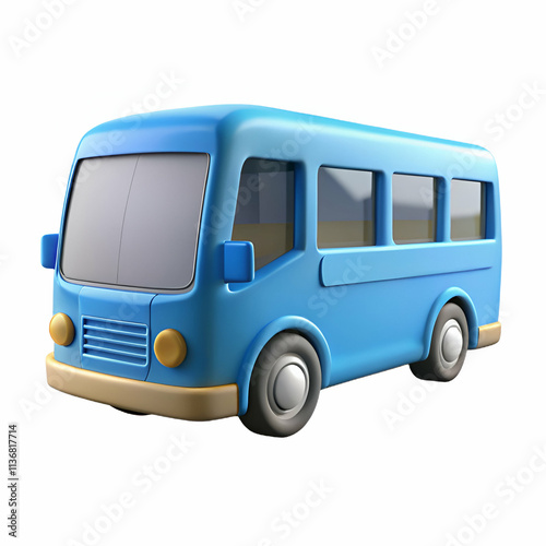 vehicle A colorful blue toy bus designed for children, featuring rounded edges and a playful appearance.