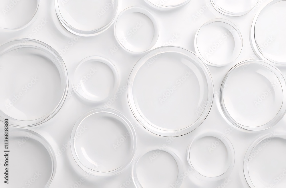 Abstract background of various sized white circles on white surface. Abstract background of various sized white circles on white surface.