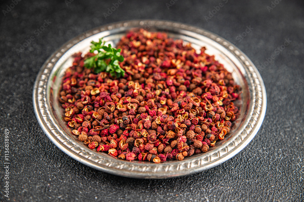 Sichuan pepper spice pepper peas fresh tasty food gourmet food background on the table rustic food top view copy space Sichuan pepper spice pepper peas fresh tasty food gourmet food background on the table rustic food top view copy space