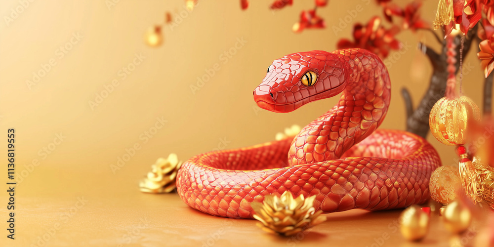 Obraz premium 3D snake illustration for Chinese New Year