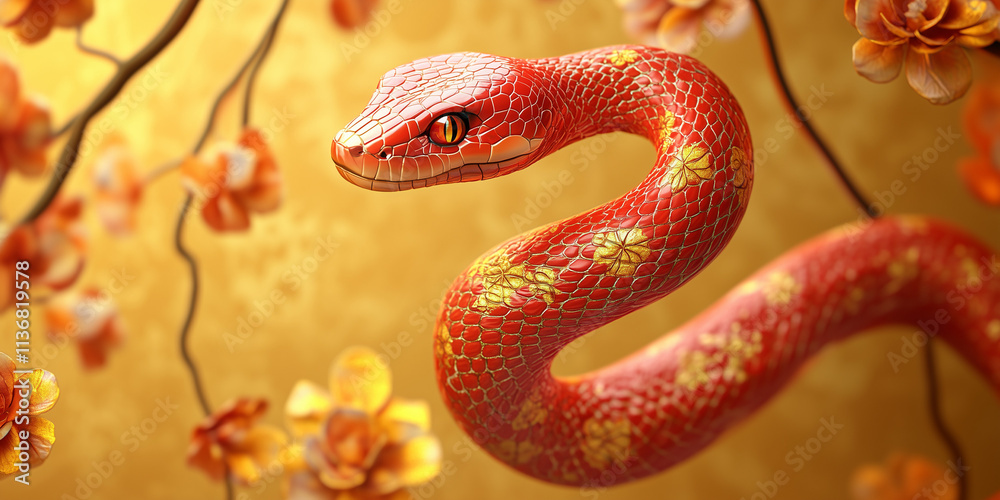 3D snake illustration for Chinese New Year 3D snake illustration for Chinese New Year