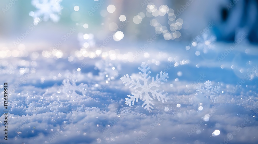 Snowflakes Scattered Across a Dreamy Snowy Landscape with Icy Blue and Turquoise Background, Shimmering Frost-Like Texture, and Magical Bokeh Highlights Snowflakes Scattered Across a Dreamy Snowy Landscape with Icy Blue and Turquoise Background, Shimmering Frost-Like Texture, and Magical Bokeh Highlights