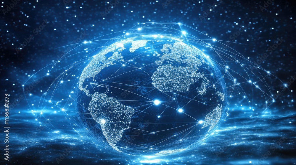 Fototapeta premium Global network connection, digital earth.