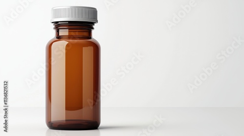 Brown Glass Bottle with Silver Cap Isolated on a Minimalist Background Perfect for Pharmacology or Herbal Products in Stock Photography