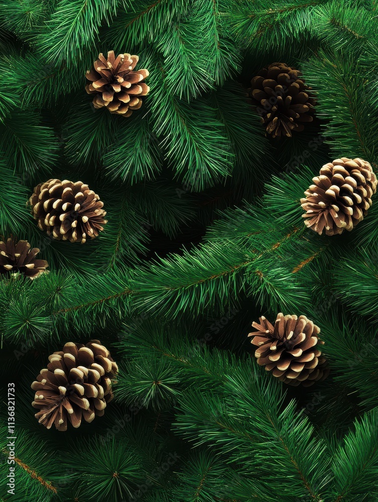 Christmas Fir tree branches and pine cones background Christmas Fir tree branches and pine cones background