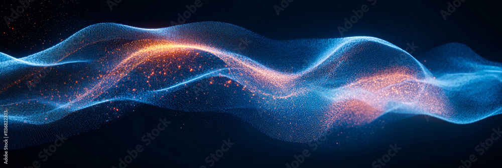 Colorful abstract waves of light in motion. Vibrant waves of blue and orange light flow gracefully against a dark background, creating a dynamic visual effect. Colorful abstract waves of light in motion. Vibrant waves of blue and orange light flow gracefully against a dark background, creating a dynamic visual effect.